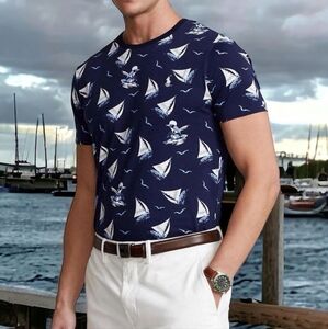 POLO RALPH LAUREN Mens XXL Classic Fit Blue Bear Sailboat All Over Print